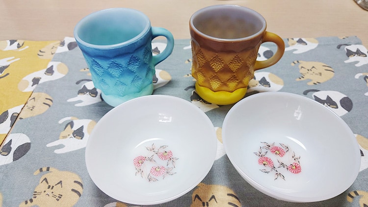 ファイヤーキング キンバリーマグ 青、黄土、フルーレット デザートボウル