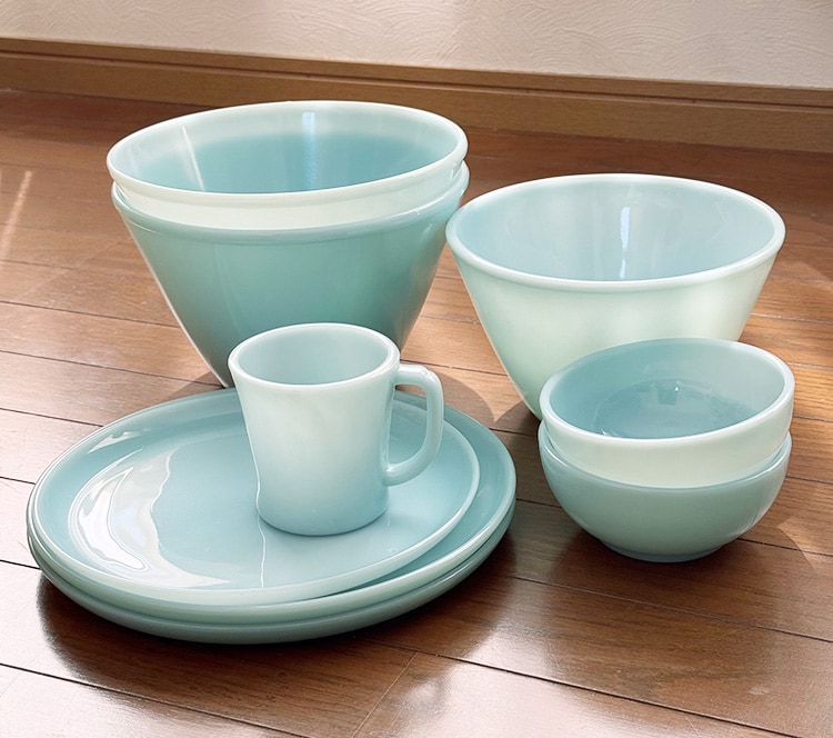 ファイヤーキング ターコイズブルー スプラッシュプルーフボウル M/Lサイズ、10インチ/9インチプレート、チリボウル、Dハンドルマグ